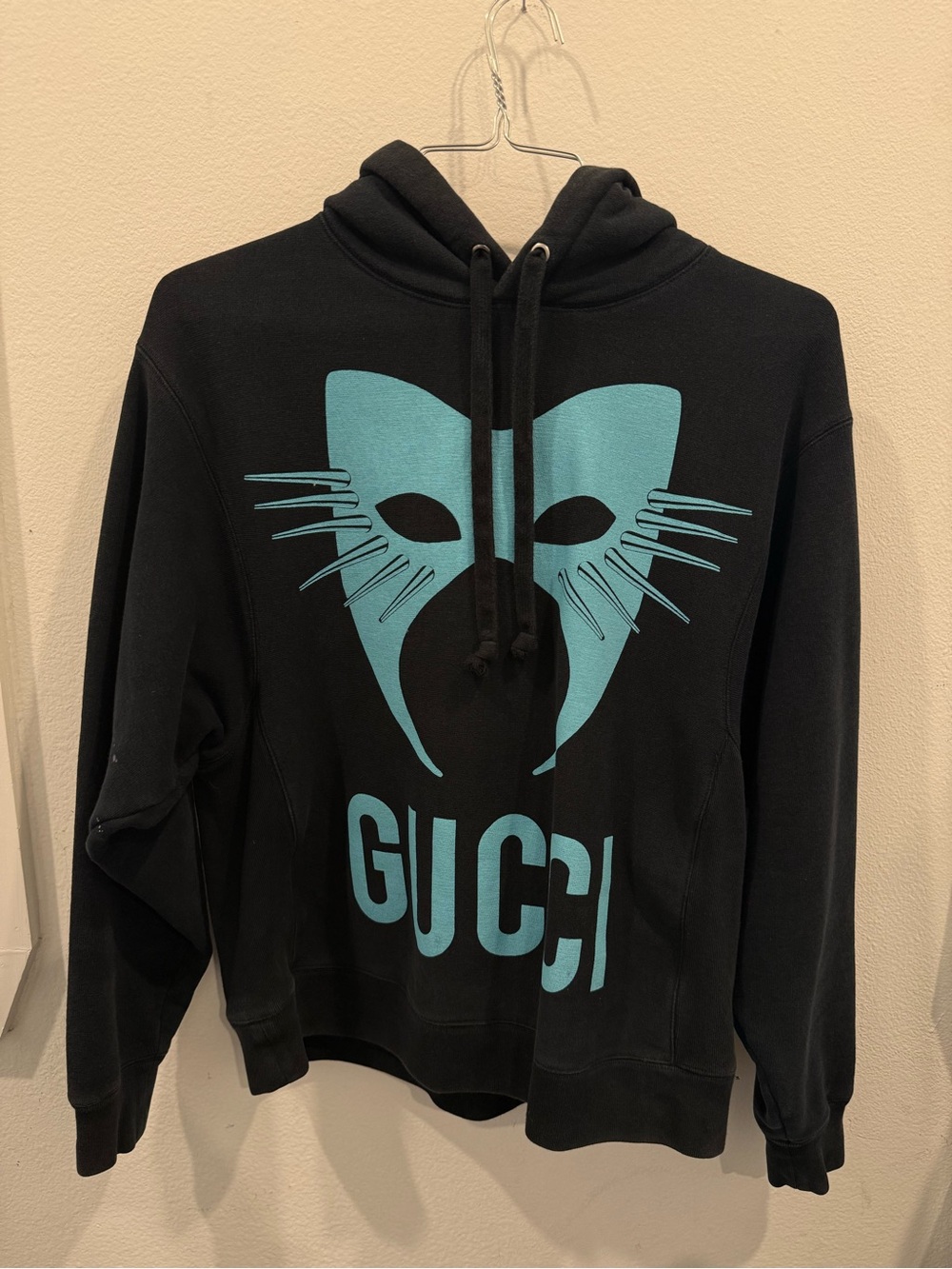 Gucci Black Sweatshirt with Teal Cat Mask Graphic